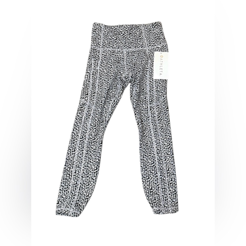 Athleta ULTIMATE STASH TEXTURED 7/8 TIGHT Women’s XXS Black white Lavender